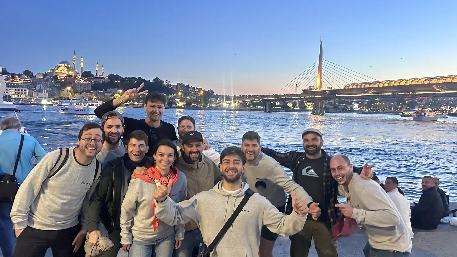 Friends enjoying a Bosphorus yacht tour